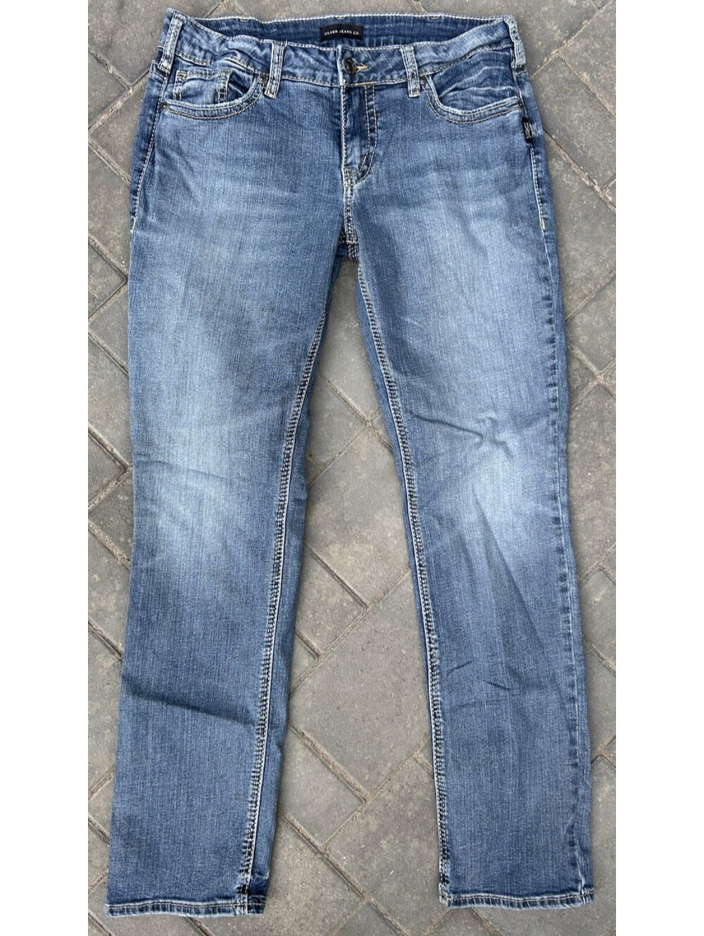 Silver Jeans Co Suki Straight Womens Denim Blue Jeans 31W x 32L Light Thigh Fade